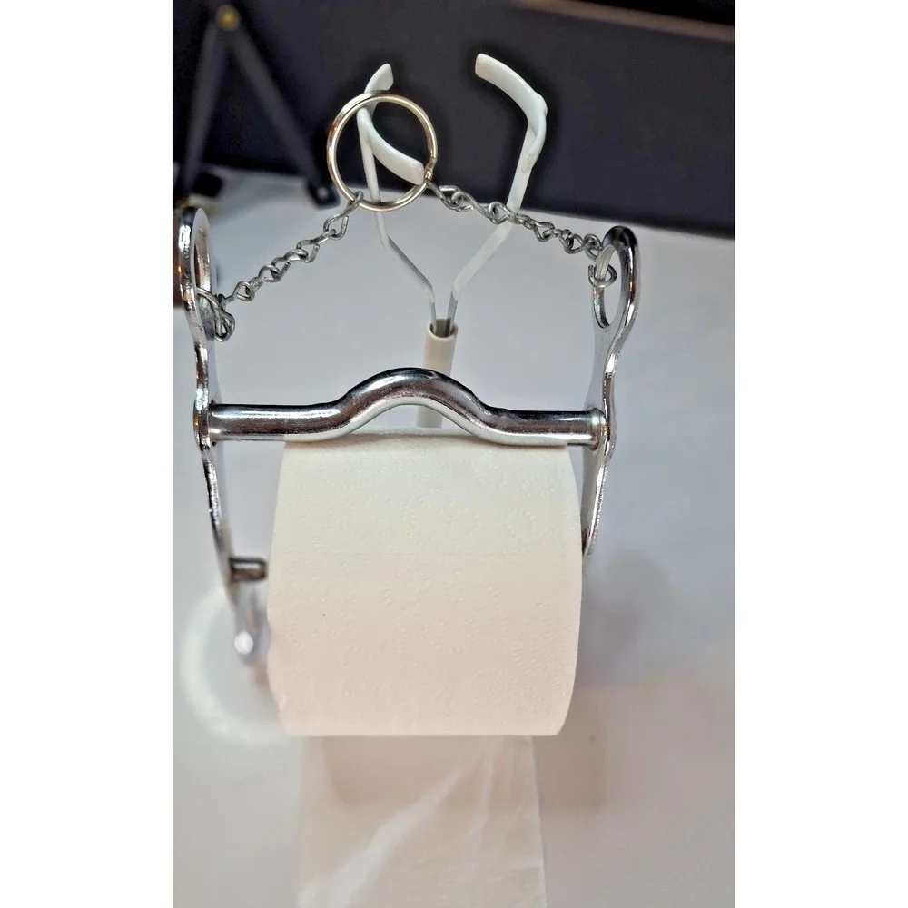 Chrome-Plated Metal Toilet PaperHolder with Horse Bit Design